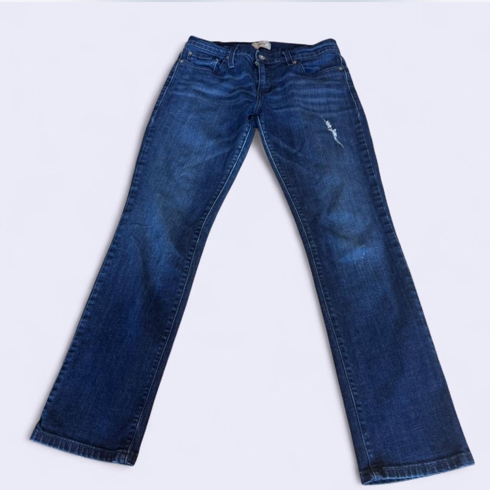 Levi's Classic bootcut blue jeans size 5 distressed markings lowrise small patch
